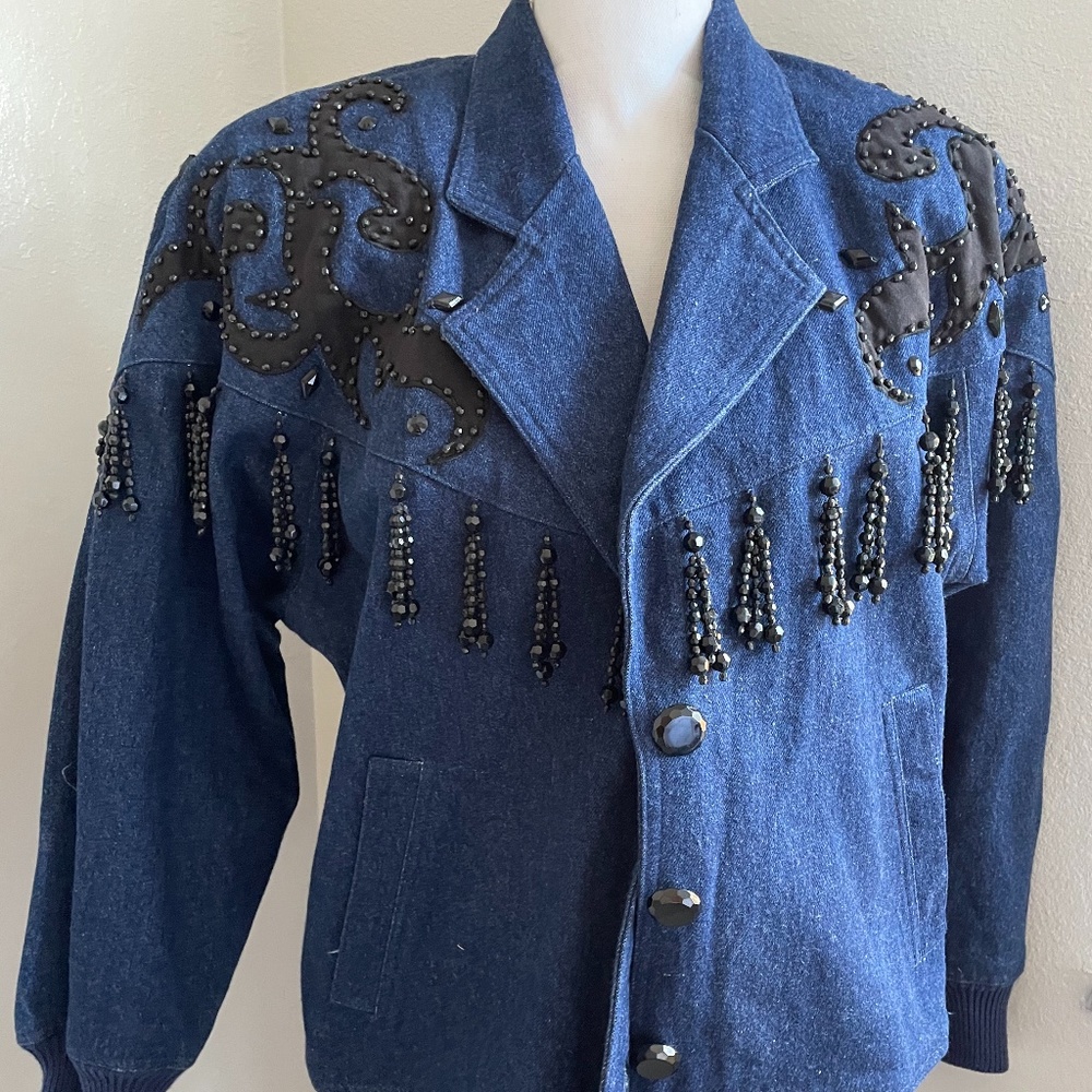 Denim Jacket tassel vintage coat burlesque